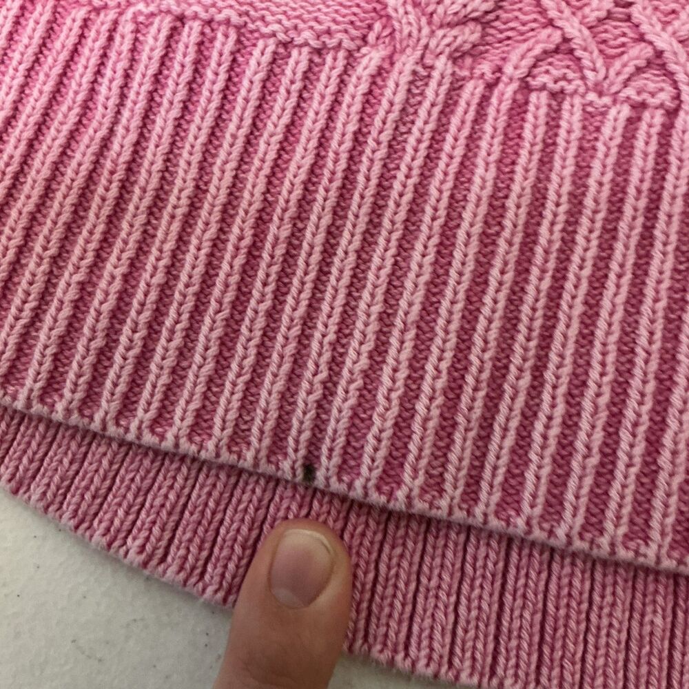 Aerie Pink Cable Knit Sweater Small Oversized V Neck Chunky Cottagecore - Picture 6 of 9